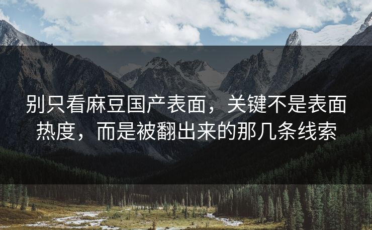 别只看麻豆国产表面,关键不是表面热度,而是被翻出来的那几条线索