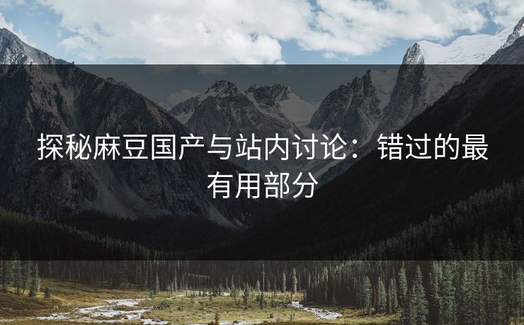 探秘麻豆国产与站内讨论：错过的最有用部分